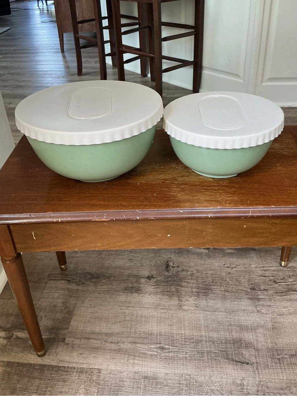 IKEA Mint Green Mixing and Storage Bowl Set with White Lids